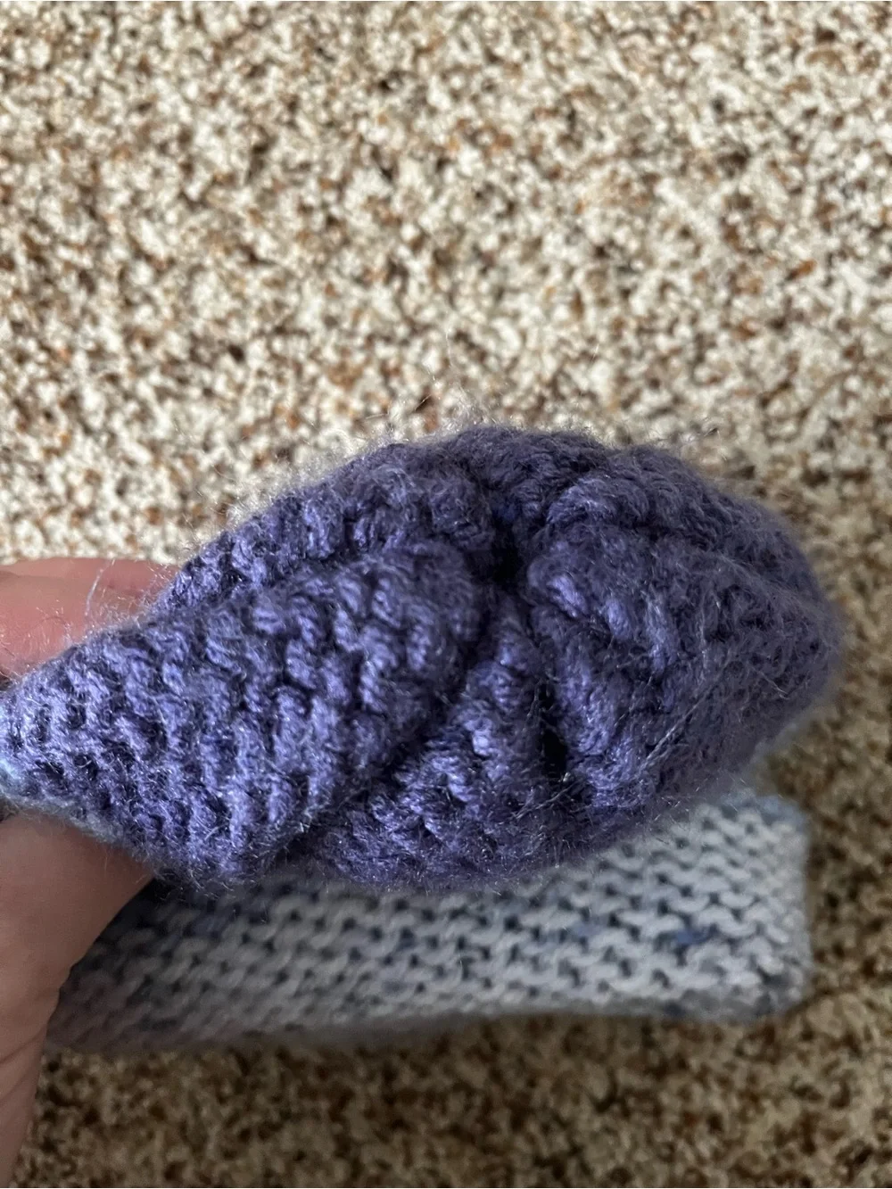 Infant hand Knit Beanie Hat - Blue Gray Color
